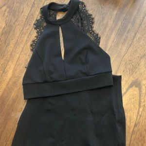 Lulu's Black Lace Halter Dress